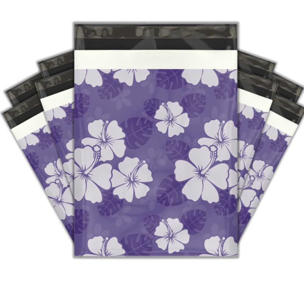 50 10X13 Purple Hibiscus Poly Mailers CLEARANCE - Picture 7 of 7